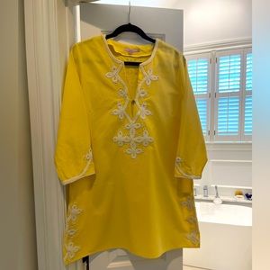 Calypso St. Barth’s, Yellow Tunic top with exceptional embroidery details.